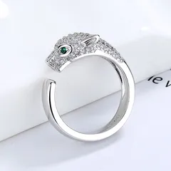 Jaguar Electroplated Alloy Open Ring For Unisex Featuring Zircon Inlay British Style 4
