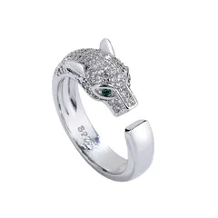 Jaguar Electroplated Alloy Open Ring For Unisex Featuring Zircon Inlay British Style 5