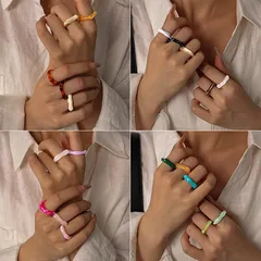 Elegant Acrylic Gradient Geometric Ring Irregular Shape Fashionable Women's Jewelry Hand Accessory Light Luxury Sensation 3