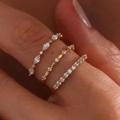 Elegant Bohemian Style Women's Ring Set Simple Zircon Jewelry Premium Sensation Lightweight Luxury Ring Fashion Accessory
