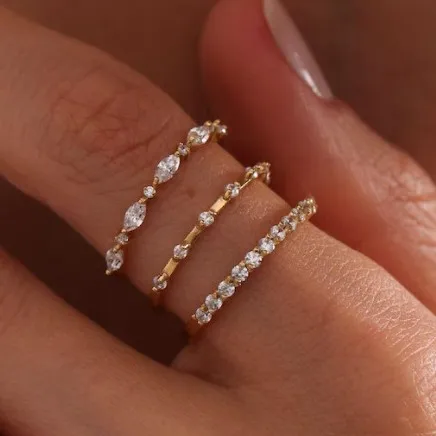 Elegant Bohemian Style Women's Ring Set Simple Zircon Jewelry Premium Sensation Lightweight Luxury Ring Fashion Accessory 5