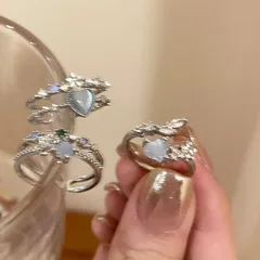 Elegant Classic Style Heart Shape Butterfly Alloy Plating Zircon Women's Open Rings