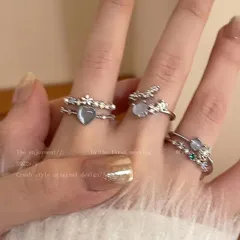 Elegant Classic Style Heart Shape Butterfly Alloy Plating Zircon Women's Open Rings 3