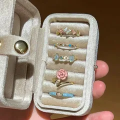 Elegant Enamel Blue Pink Zircon Ring For Women Luxury Geometric Bohemian Style Alloy Jewelry Finger Ring Unique Fashion Accessory