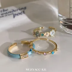 Elegant Enamel Blue Pink Zircon Ring For Women Luxury Geometric Bohemian Style Alloy Jewelry Finger Ring Unique Fashion Accessory 2