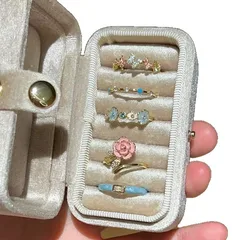 Elegant Enamel Blue Pink Zircon Ring For Women Luxury Geometric Bohemian Style Alloy Jewelry Finger Ring Unique Fashion Accessory 5