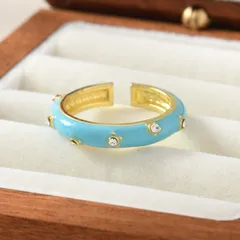 Elegant Enamel Drip Glaze Vintage Open Ring For Women Fashionable Niche Design Personality Exquisite Finger Ring Geometric Pattern 3