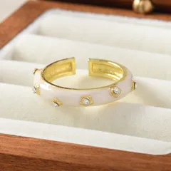 Elegant Enamel Drip Glaze Vintage Open Ring For Women Fashionable Niche Design Personality Exquisite Finger Ring Geometric Pattern 4