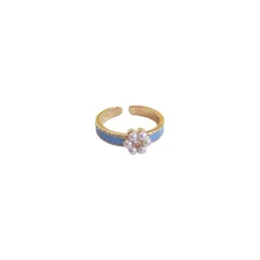 Elegant Enamel Pearl Ring For Women Trendy Decorative Minimalist Design High-End Unique Plain Band Finger Ring 5