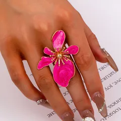 Elegant Exaggerated Enamel Flower Ring Suitable For Daily Wear Makes A Great Gift For Friends Zinc Alloy Geometric Pattern Country Style