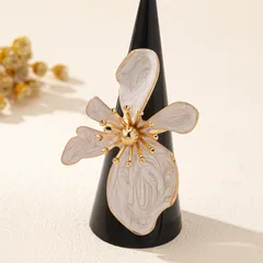 Elegant Exaggerated Enamel Flower Ring Suitable For Daily Wear Makes A Great Gift For Friends Zinc Alloy Geometric Pattern Country Style 3