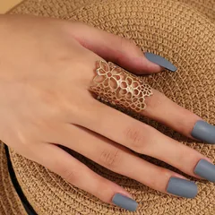 Elegant Exaggerated Metal Wire Woven Flower Open Ring  Style Fashionable Geometric Pattern Zinc Alloy Ring 2