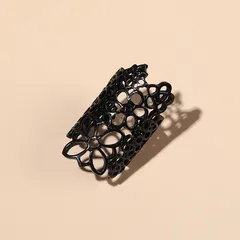 Elegant Exaggerated Metal Wire Woven Flower Open Ring  Style Fashionable Geometric Pattern Zinc Alloy Ring 3