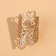 Elegant Exaggerated Metal Wire Woven Flower Open Ring  Style Fashionable Geometric Pattern Zinc Alloy Ring 5