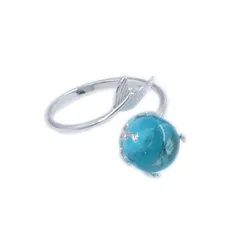 Fish Tail Open Ring For Women In Silver Alloy With Resin Inlay, Platinum Plated, 1 Piece 3
