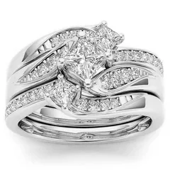 Geometric Rings For Women 3 Pieces Set, Alloy Material With 18K Gold Plated Electroplated Design Featuring Zircon Inlay 2