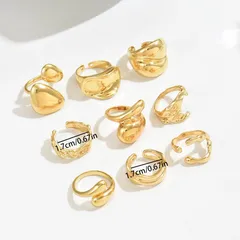 Elegant Geometric Metal Wind Rings Set 18K Plated Ladies Fashionable Versatile High-End Feelings  Jewelry 4