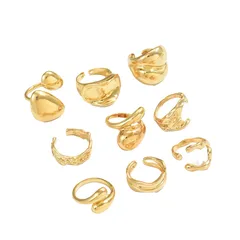 Elegant Geometric Metal Wind Rings Set 18K Plated Ladies Fashionable Versatile High-End Feelings  Jewelry 5