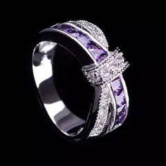 Elegant Geometric Metal Ring For Women With Rhinestones, Electroplated Finish, 1 Piece