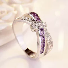 Elegant Geometric Metal Ring For Women With Rhinestones, Electroplated Finish, 1 Piece 2