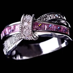 Elegant Geometric Metal Ring For Women With Rhinestones, Electroplated Finish, 1 Piece 5