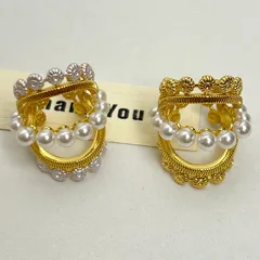 Elegant Gold Lace Open Ring For Women In Zinc Alloy With Electroplated Finish And Imitation Pearl Inlay 4