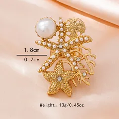 Elegant Gold Starfish Coral Shell Element Ring Stylish Retro Fashion Accessory For Women Luxury Zinc Alloy Jewelry 4