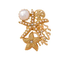 Elegant Gold Starfish Coral Shell Element Ring Stylish Retro Fashion Accessory For Women Luxury Zinc Alloy Jewelry 5