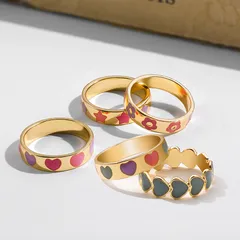 Elegant Heart Shape Ring For Women In Alloy With Printing Design, 1 Piece, Available In Colour