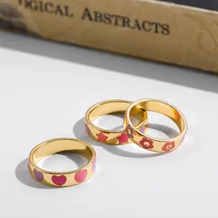 Elegant Heart Shape Ring For Women In Alloy With Printing Design, 1 Piece, Available In Colour 2