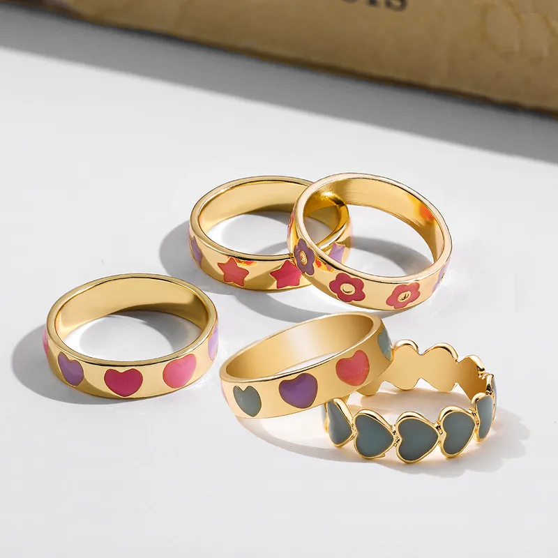 Elegant Heart Shape Ring For Women In Alloy With Printing Design, 1 Piece, Available In Colour 3