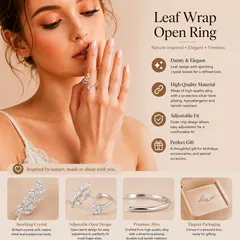 Elegant Irregular Open Ring For Women In Alloy With 14K Real Gold Plating 0.05µm-0.08µm And Crystal Inlay 5
