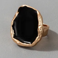 Geometric Gold Alloy Ring For Women Featuring Enamel Design, Perfect For Wedding Season, 1 Piece 3