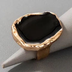 Geometric Gold Alloy Ring For Women Featuring Enamel Design, Perfect For Wedding Season, 1 Piece 4