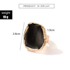 Geometric Gold Alloy Ring For Women Featuring Enamel Design, Perfect For Wedding Season, 1 Piece 5