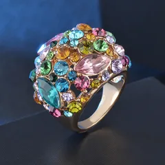 Elegant U Shape Ring For Women Featuring Inlay Rhinestones Made Of Alloy, 1 Piece