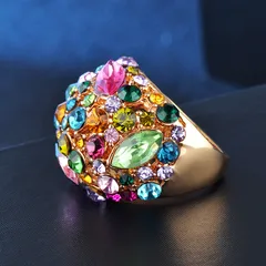 Elegant U Shape Ring For Women Featuring Inlay Rhinestones Made Of Alloy, 1 Piece 4