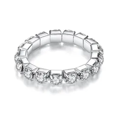 Elegant Multi-Layer Rhinestone Elastic Ring For Women Shiny Simple Jewelry Alloy Material Suitable For All Seasons And Occasions