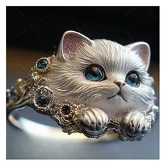 Elegant New Diamond Inlaid Cat Ring Exquisite Unique Animal Ring High-end Zinc Alloy Cute Pattern Unisex Ring 2