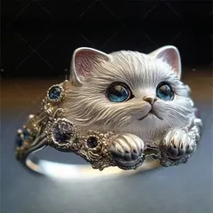 Elegant New Diamond Inlaid Cat Ring Exquisite Unique Animal Ring High-end Zinc Alloy Cute Pattern Unisex Ring 3