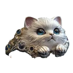 Elegant New Diamond Inlaid Cat Ring Exquisite Unique Animal Ring High-end Zinc Alloy Cute Pattern Unisex Ring 5
