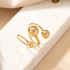 Elegant Round Open Ring For Women In Gold Plated Alloy, 1 Piece