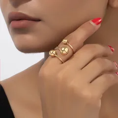 Elegant Round Open Ring For Women In Gold Plated Alloy, 1 Piece 3