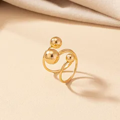 Elegant Round Open Ring For Women In Gold Plated Alloy, 1 Piece 4