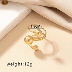 Elegant Round Open Ring For Women In Gold Plated Alloy, 1 Piece 5