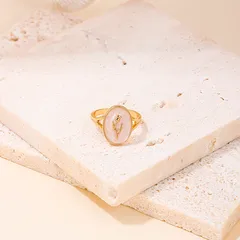 Elegant Flowers Open Ring For Women In White And Pink With Enamel Finish, Zinc Alloy, 1 Piece 3