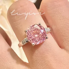 Elegant Rose Cut Diamond Ring High Carbon Pink Diamond Geometric Pattern Vintage Style Women's Ring Fashionable All-Match Accessory 3