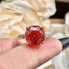 Elegant Rose Cut Diamond Ring High Carbon Pink Diamond Geometric Pattern Vintage Style Women's Ring Fashionable All-Match Accessory 4