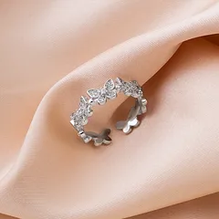 Elegant Rose Gold Butterfly Ring For Women Featuring Rhinestones In Metal 2