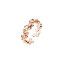 Elegant Rose Gold Butterfly Ring For Women Featuring Rhinestones In Metal 5